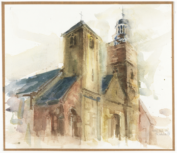 33126 Gezicht op de torens van de Nicolaikerk (Nicolaaskerkhof) te Utrecht.01-01-1988-31-12-1988